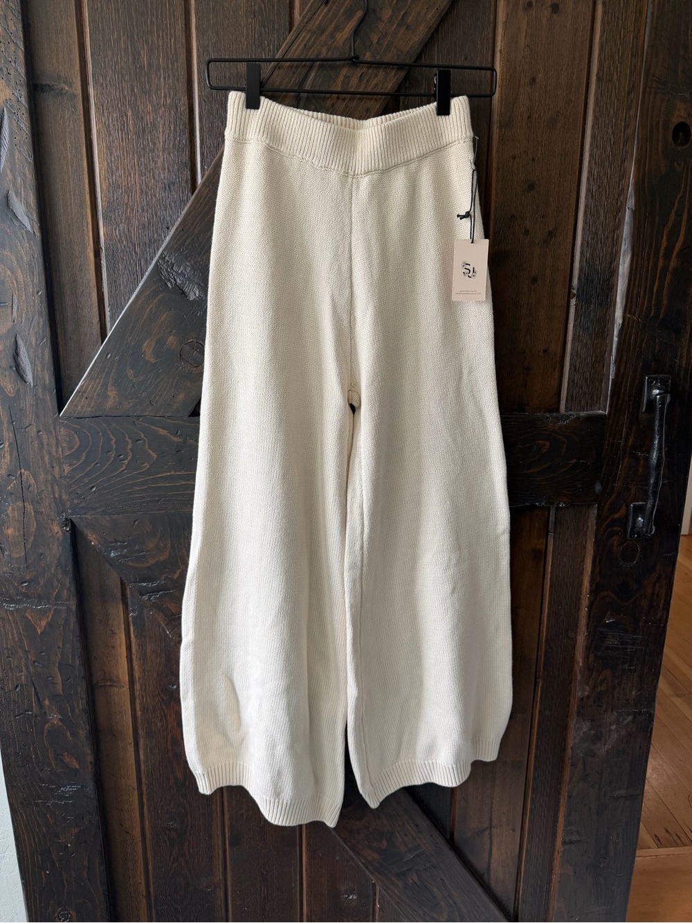 Sincerely Jules Knit Wide Leg Pants Cream NWT Lounge Boho Beachy